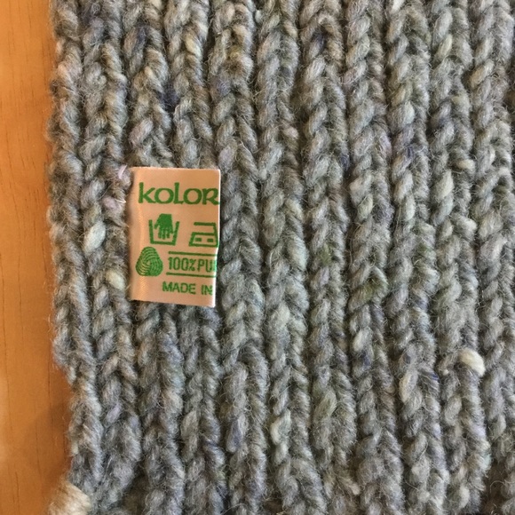 Vintage Kolor Knits Blue Pure Wool Made in Ireland Scarf - Picture 3 of 6